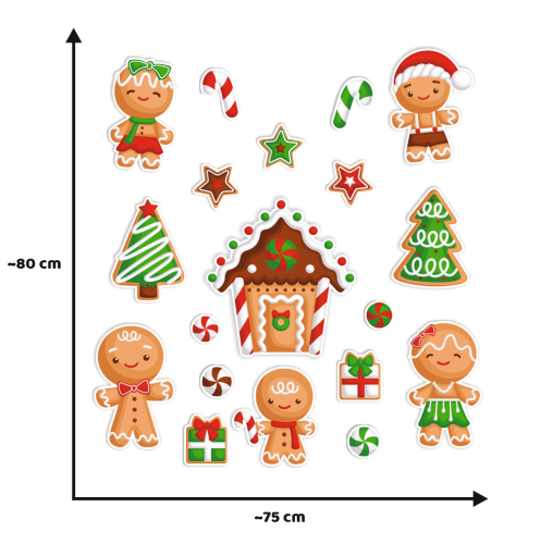 Dekoracja świąteczna na okna - Pierniczki (dwustronna)