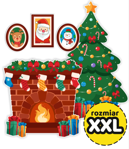 Dekoracja Świąteczna - Kominek z choinką (rozmiar XXL)