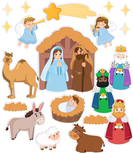 Dekoracja świąteczna na okna - Szopka Bożonarodzeniowa (dwustronna)