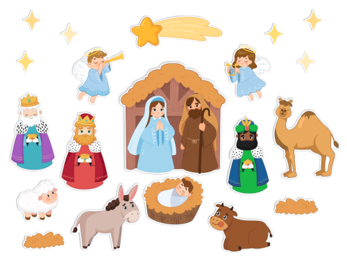 Dekoracja świąteczna na okna - Szopka Bożonarodzeniowa (dwustronna)