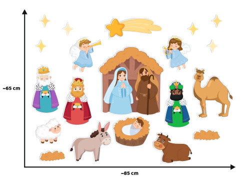 Dekoracja świąteczna na okna - Szopka Bożonarodzeniowa (dwustronna)