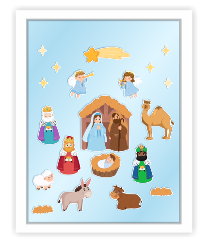 Dekoracja świąteczna na okna - Szopka Bożonarodzeniowa (dwustronna)