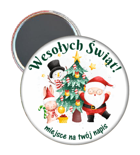 Magnes: Świąteczny (Choinka - wzór 9) + napis