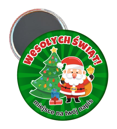 Magnes: Świąteczny (Mikołaj - wzór 10) + napis