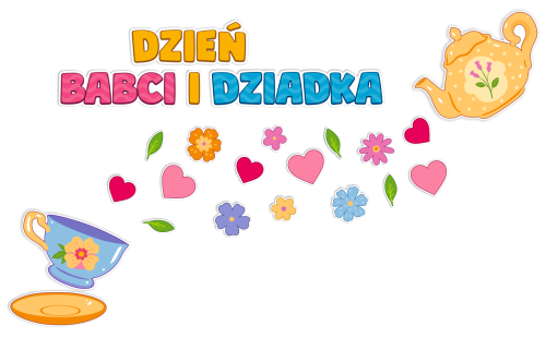 Dekoracja Dzień Babci i Dziadka - Dzbanek z filiżanką (rozmiar XXL)