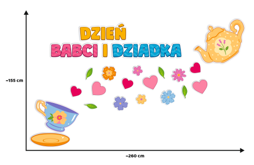 Dekoracja Dzień Babci i Dziadka - Dzbanek z filiżanką (rozmiar XXL)