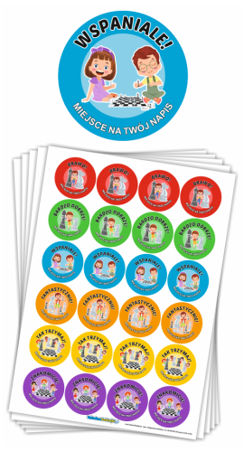 Naklejki "Szachowe Figury 3" (40mm, 120 szt.) + twój napis