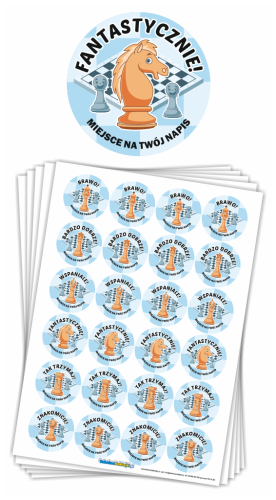 Naklejki "Szachowe Figury 4" (40mm, 120 szt.) + twój napis