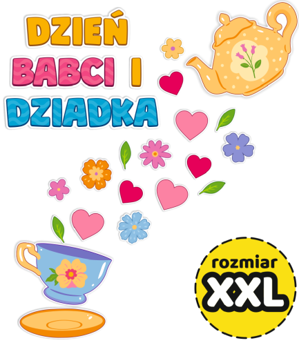 Dekoracja Dzień Babci i Dziadka - Dzbanek z filiżanką (rozmiar XXL)