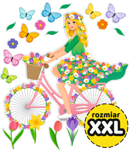 Dekoracja wiosenna - Pani Wiosna na rowerze - wzór 3 (rozmiar XXL)