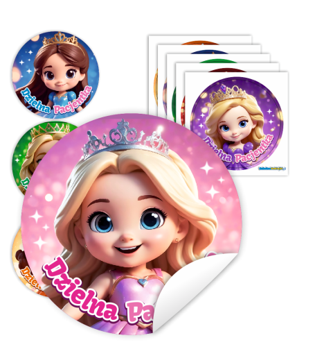 Naklejki Dzielny Pacjent w woreczkach (60mm, 90 szt.) - KSIĘŻNICZKI - WZÓR 36