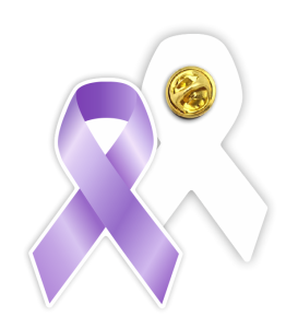 PINS - LAWENDOWA WSTĄŻKA  - SYMBOL WALKI Z RAKIEM