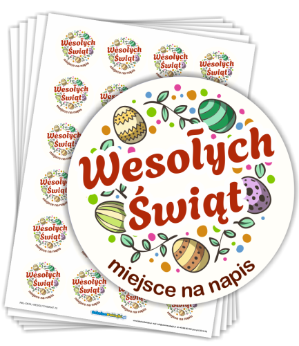 Naklejki Okolicznościowe "Wielkanocne" - wzór 15 (40mm, 120 szt.) + własny napis