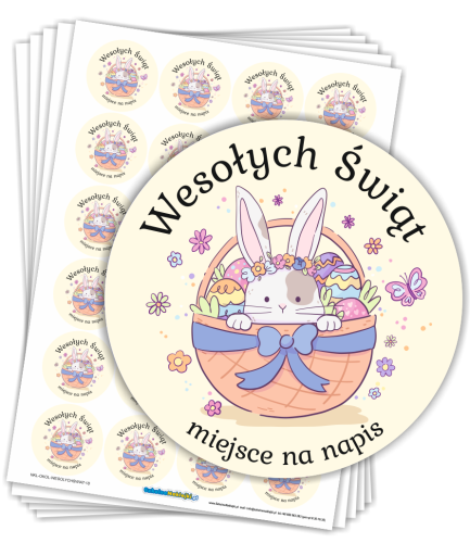 Naklejki Okolicznościowe "Wielkanocne" - wzór 18 (40mm, 120 szt.) + własny napis