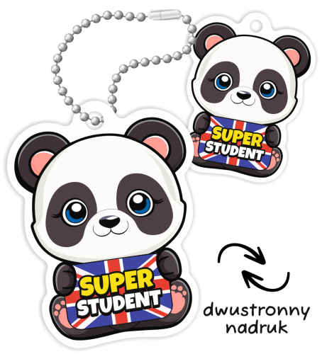 Breloczek kształt - PANDA - j. angielski (dwustronny)