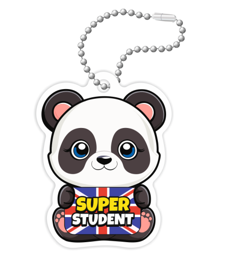Breloczek kształt - PANDA - j. angielski (dwustronny)