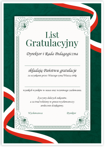 Dyplom: List Gratulacyjny (wzór 1)