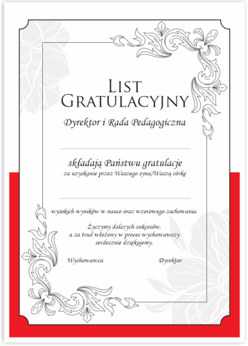 Dyplom: List Gratulacyjny (wzór 3)