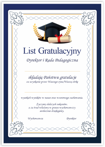 Dyplom: List Gratulacyjny (wzór 4)