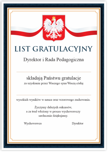 Dyplom: List Gratulacyjny (wzór 5)
