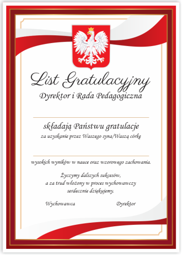 Dyplom: List Gratulacyjny (wzór 6)