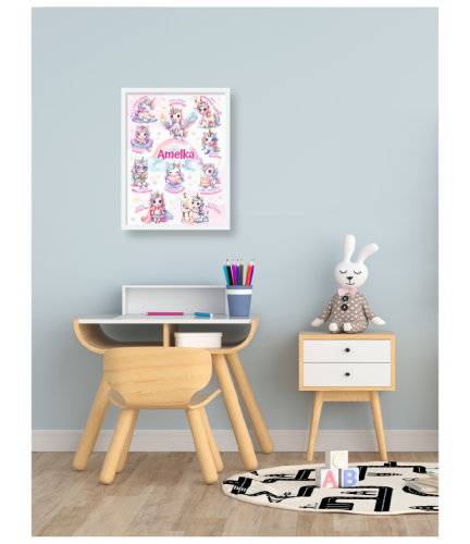 Plakat afirmacyjny w ramce - JEDNOROŻCE (personalizowany, 30x40cm)