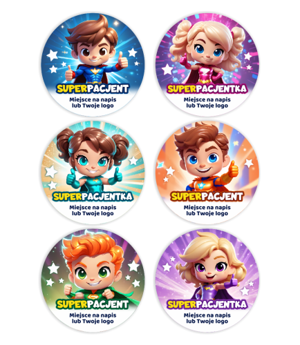 Breloczki Dzielny Pacjent - SUPERPACJENT (zestaw 24 szt.) + logo/napis