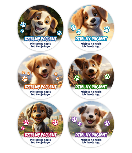 Breloczki Dzielny Pacjent - SŁODKIE PIESKI (zestaw 24 szt.) + logo/napis