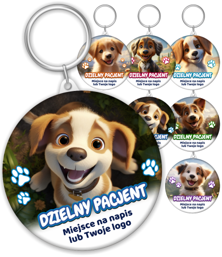Breloczki Dzielny Pacjent - SŁODKIE PIESKI (zestaw 24 szt.) + logo/napis