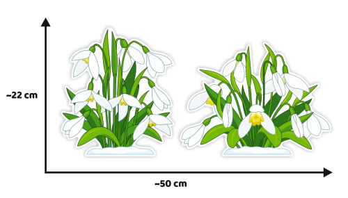 Dekoracja wiosenna na okna "Przebiśniegi" (~A4, dwustronna)