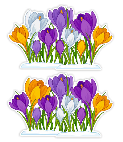 Dekoracja wiosenna na okna "Krokusy" (~A4, dwustronna)