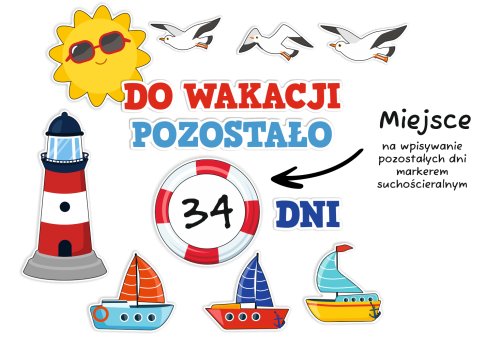 Dekoracja - Odliczanie do Wakacji - Statki