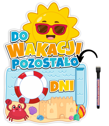 Dekoracja - Odliczanie do Wakacji - Słoneczko