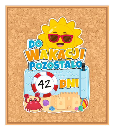 Dekoracja - Odliczanie do Wakacji - Słoneczko