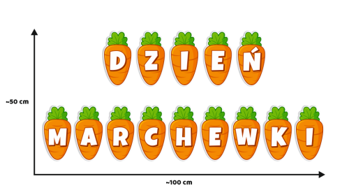 Dekoracja napis: DZIEŃ MARCHEWKI (duże wycięte litery)