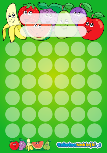 Karta Motywacyjna "Owoce" (na okrągłe naklejki 20mm)