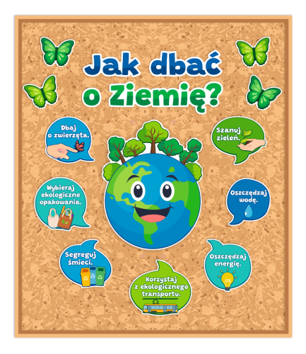 Dekoracja na gazetkę - Dzień Ziemi - Jak dbać o Ziemię? (~A3,  jednostronna)