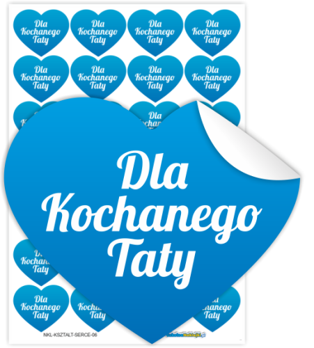 Naklejki Serduszka na upominki - Dla Kochanego Taty (47x40mm, 28 szt.)