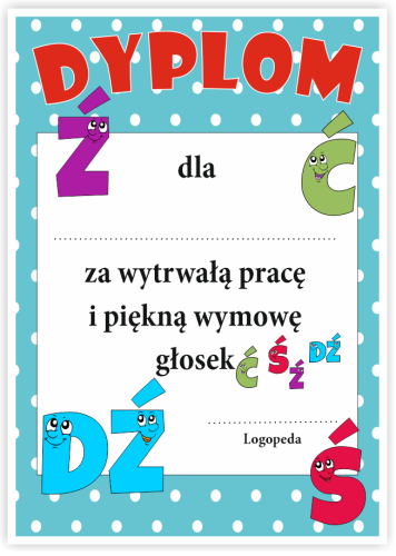 Dyplom: "Logopedyczny Głoski Ciszące"