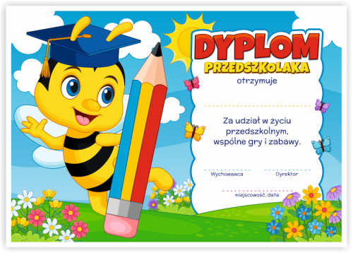 Dyplom: Przedszkolaka - Pszczółka (wzór 40)