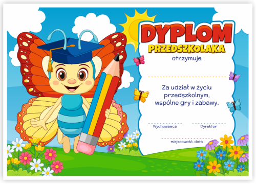 Dyplom: Przedszkolaka - Motyl (wzór 41)