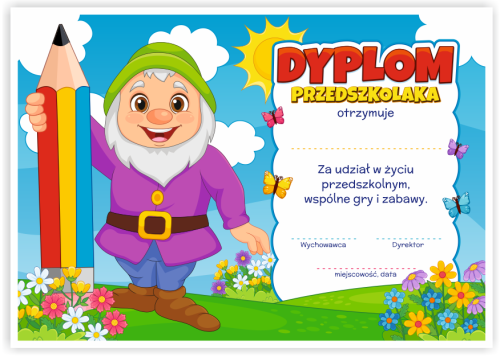 Dyplom: Przedszkolaka - Krasnal (wzór 42)