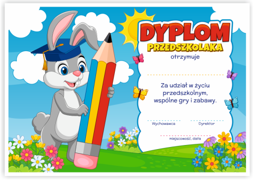 Dyplom: Przedszkolaka - Zajączek (wzór 44)