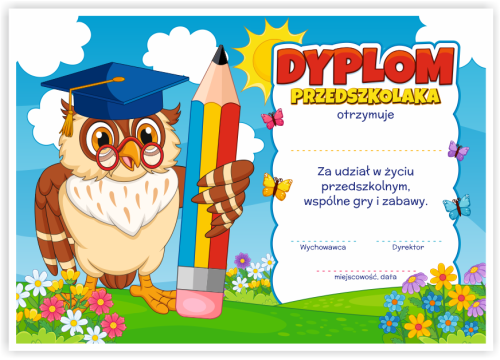 Dyplom: Przedszkolaka - Sowa (wzór 46)