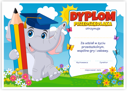 Dyplom: Przedszkolaka - Słonik (wzór 47)