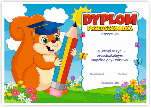 Dyplom: Przedszkolaka - Wiewiórka (wzór 52)