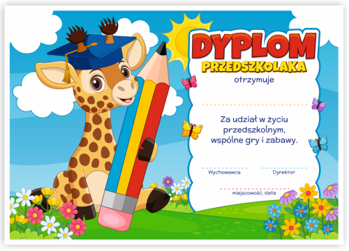 Dyplom: Przedszkolaka - Żyrafa (wzór 53)