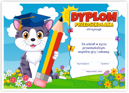 Dyplom: Przedszkolaka - Kotek (wzór 55)