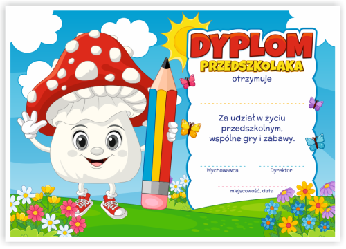 Dyplom: Przedszkolaka - Muchomor (wzór 56)