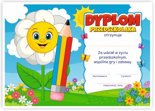 Dyplom: Przedszkolaka - Stokrotka (wzór 57)